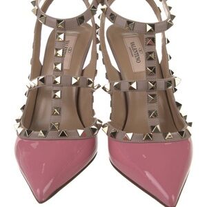 Valentino Pink and Tan Studded Heels